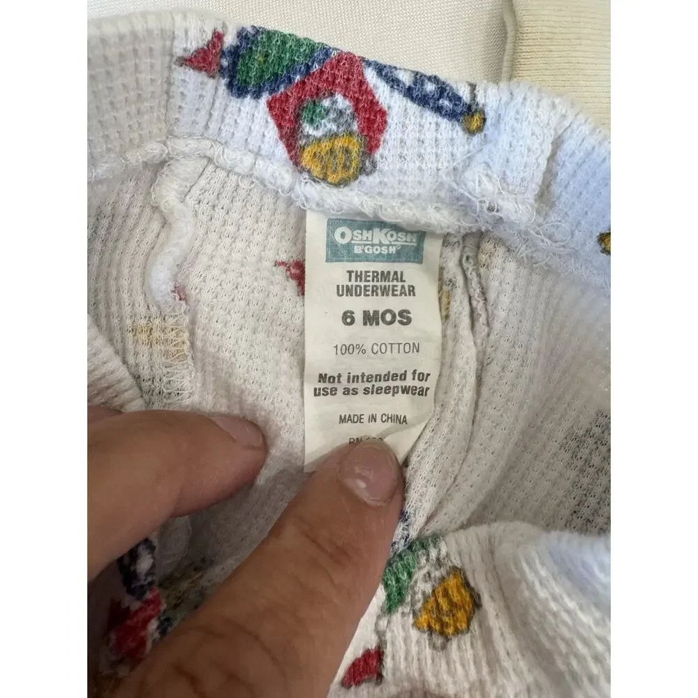 Vintage Baby Boy Clothes Lot 3-9M 90s Thermal Shirts Pajamas Bundle 5 Piece